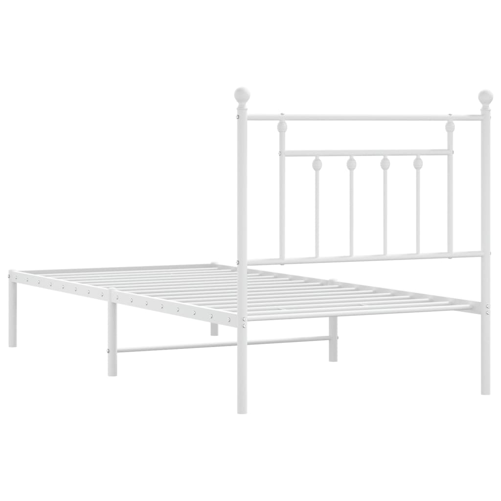 vidaXL Metal Bed Frame without Mattress with Headboard White 90x190cm