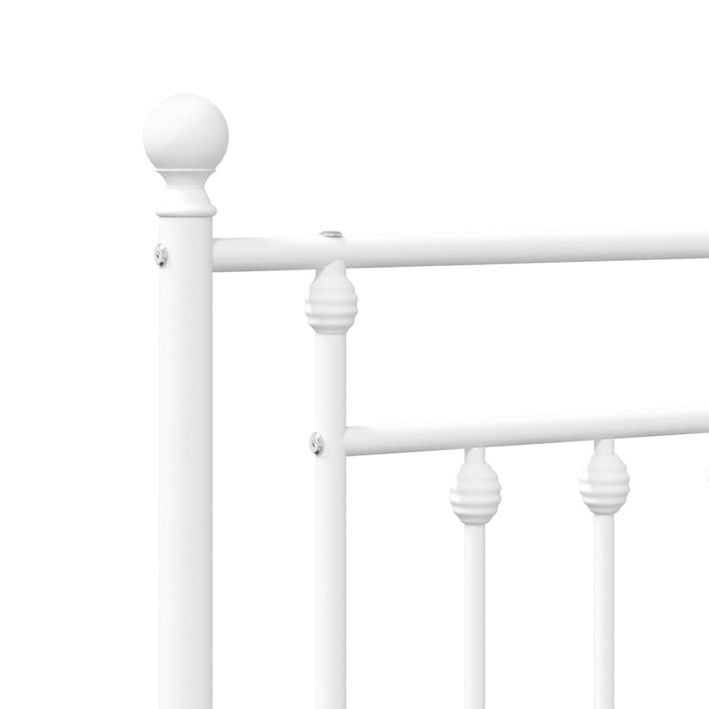 Metal Bed Frame without Mattress with Headboard White 90x200cm