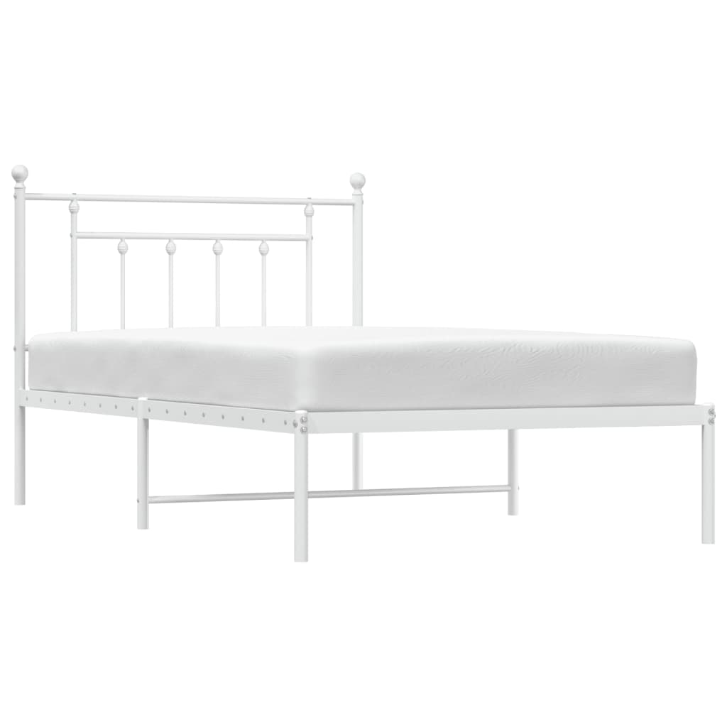 vidaXL Metal Bed Frame without Mattress with Headboard White 100x200cm