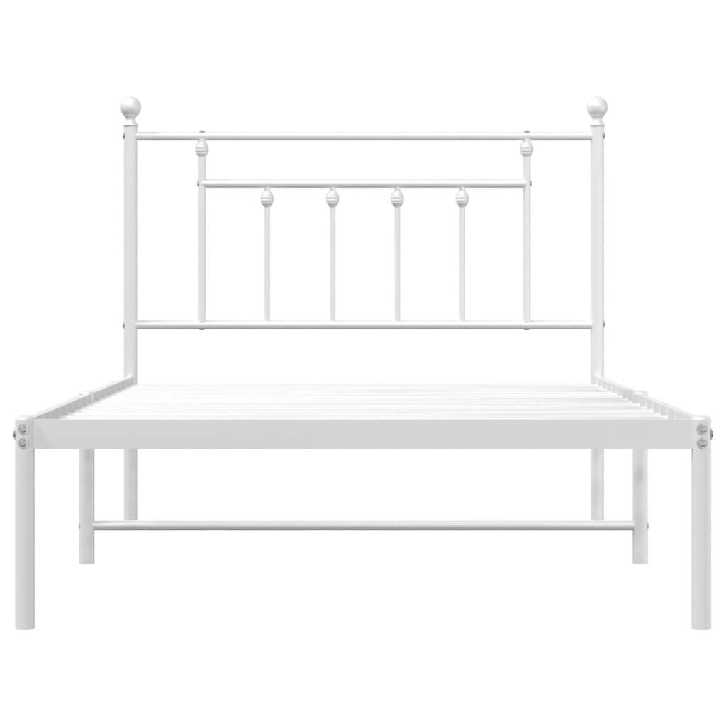 vidaXL Metal Bed Frame without Mattress with Headboard White 100x200cm