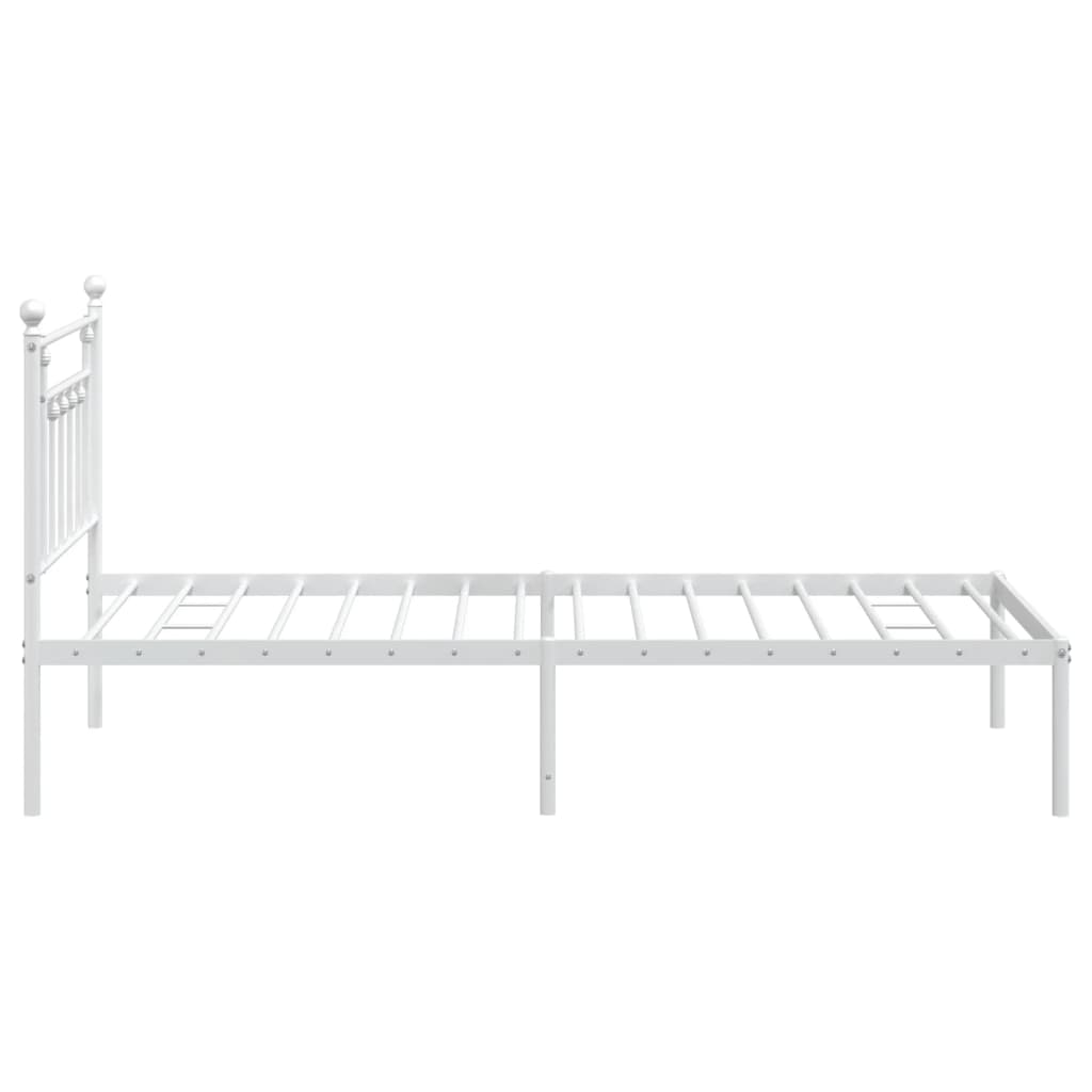 vidaXL Metal Bed Frame without Mattress with Headboard White 100x200cm