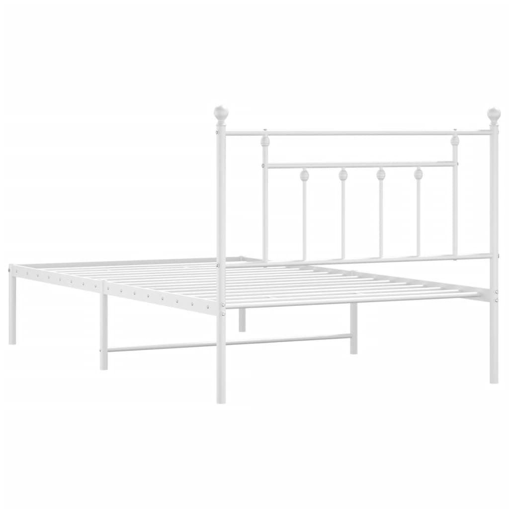 vidaXL Metal Bed Frame without Mattress with Headboard White 100x200cm