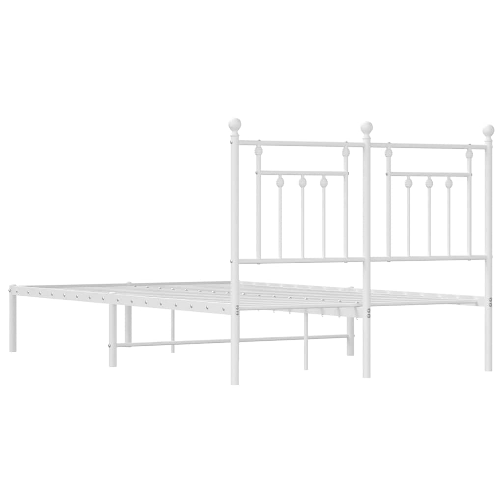 Bed Frame | White | Powder-Coated Steel | Double | Bed Frame