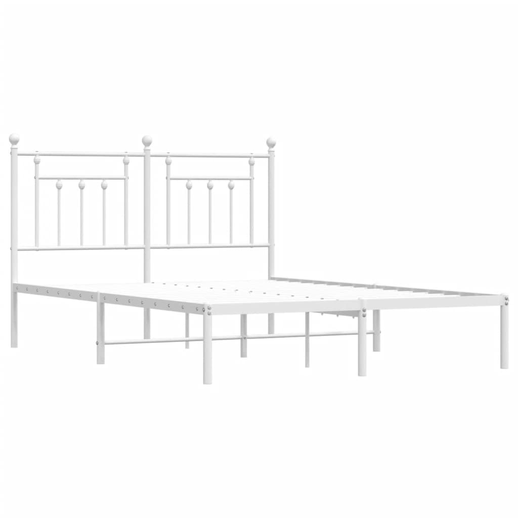 vidaXL Metal Bed Frame without Mattress with Headboard White 140x190cm