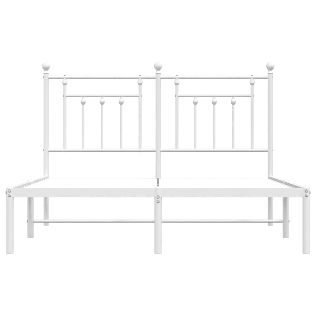 vidaXL Metal Bed Frame without Mattress with Headboard White 140x190cm