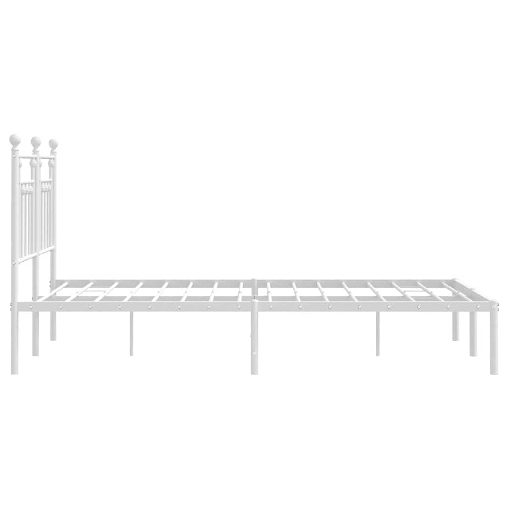 Metal Bed Frame without Mattress with Headboard White 150x200cm