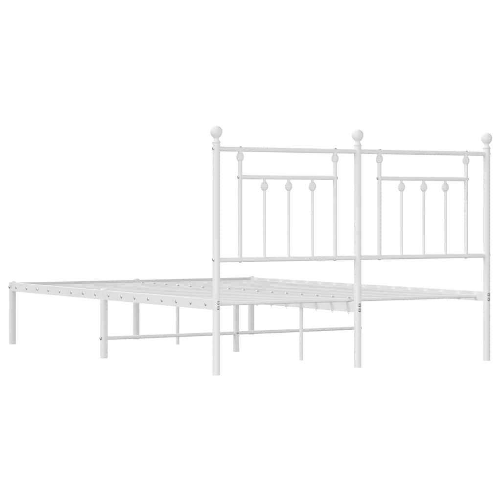 Metal Bed Frame without Mattress with Headboard White 150x200cm