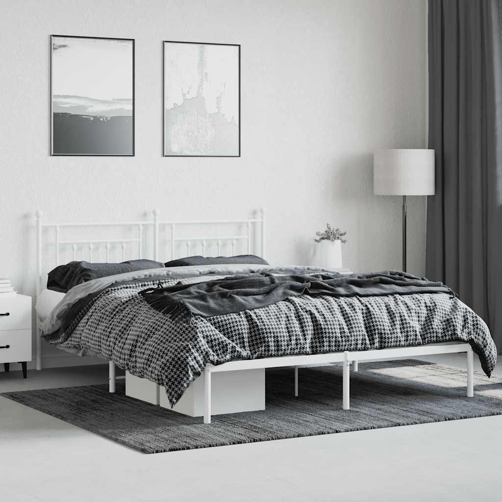 Bed Frame | White | Powder-Coated Steel | Super King | Bed Frame