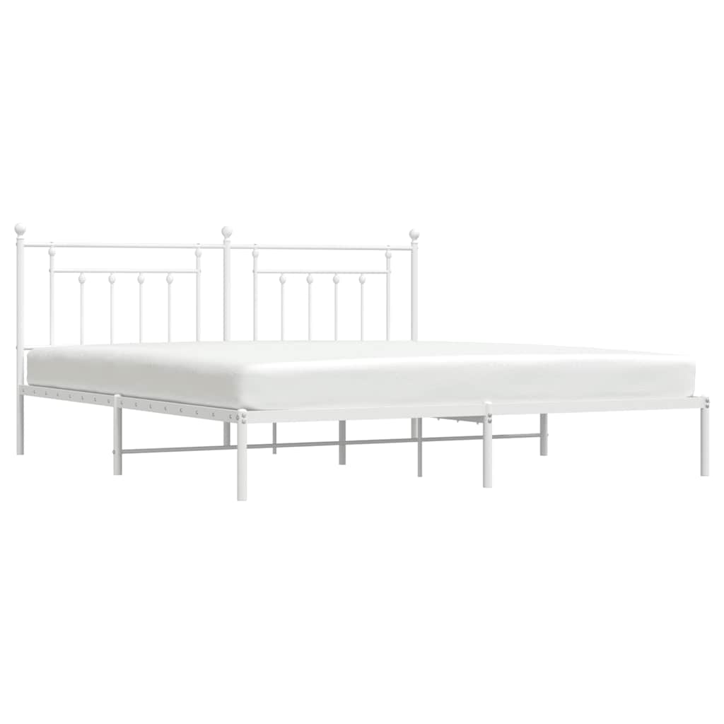 Bed Frame | White | Powder-Coated Steel | 193 x 203 cm | Bed Frame