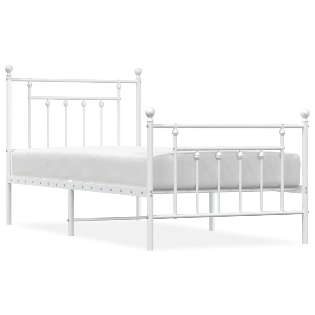 vidaXL Metal Bed Frame without Mattress with Footboard White 80x200cm