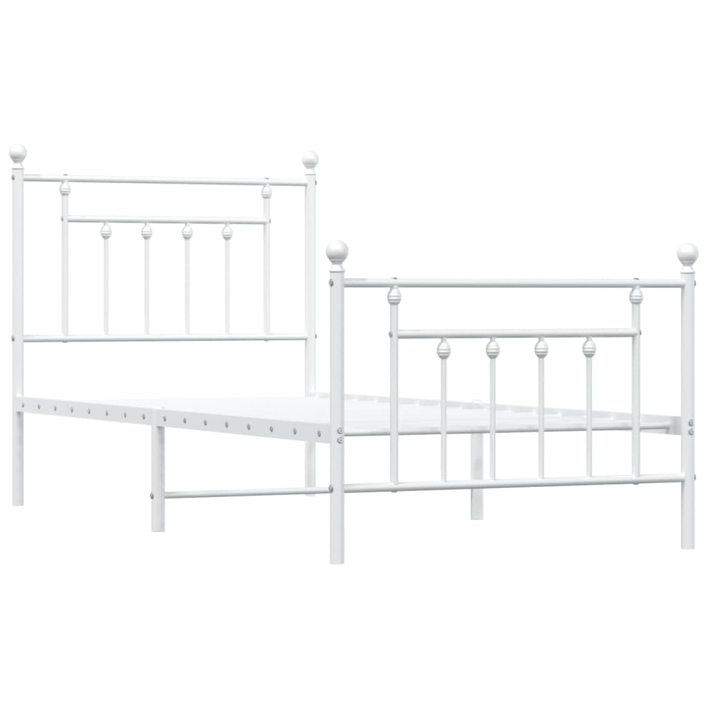 vidaXL Metal Bed Frame without Mattress with Footboard White 80x200cm