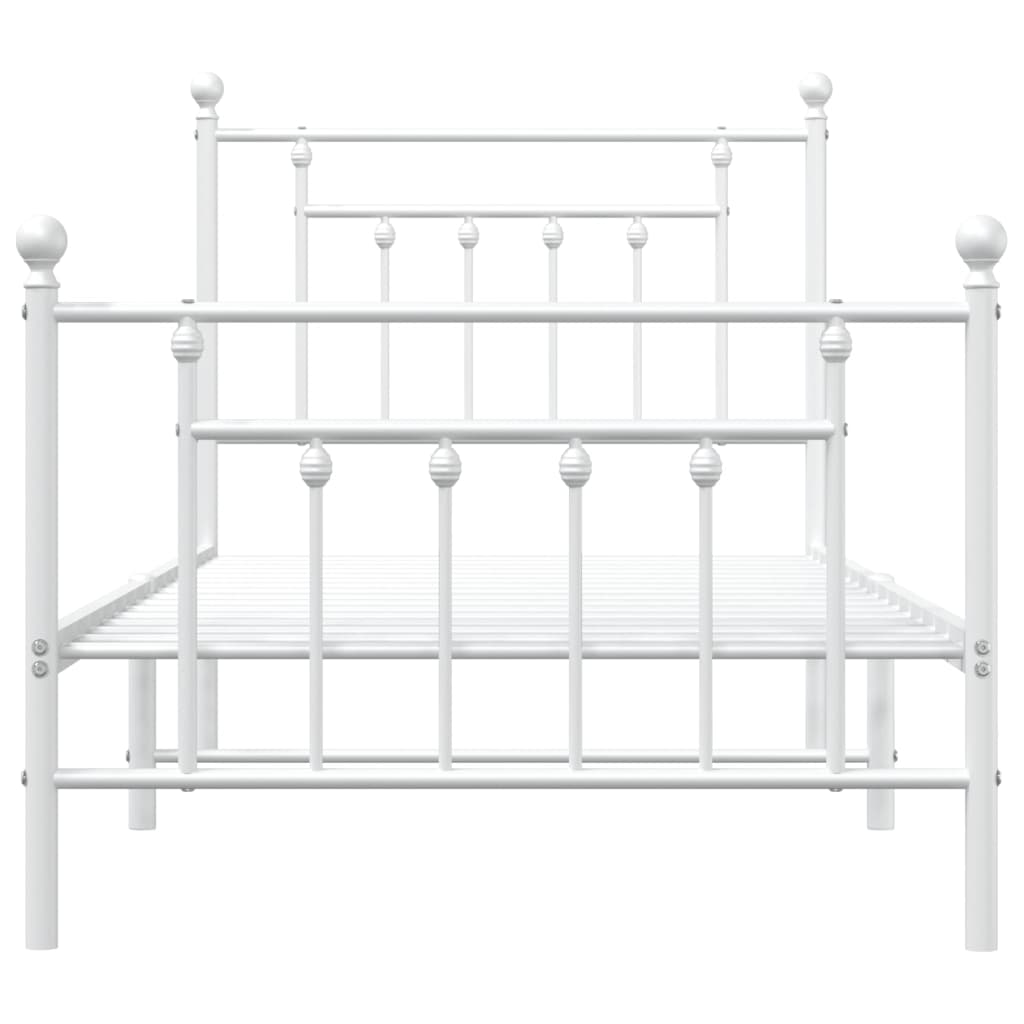 vidaXL Metal Bed Frame without Mattress with Footboard White 80x200cm