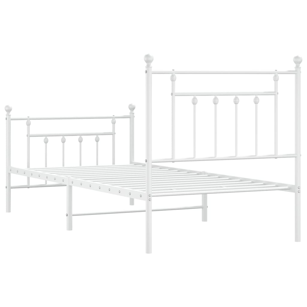 vidaXL Metal Bed Frame without Mattress with Footboard White 80x200cm