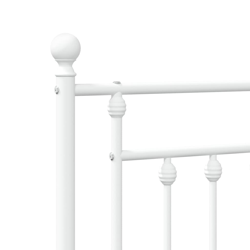 Metal Bed Frame without Mattress with Footboard White 100x200cm