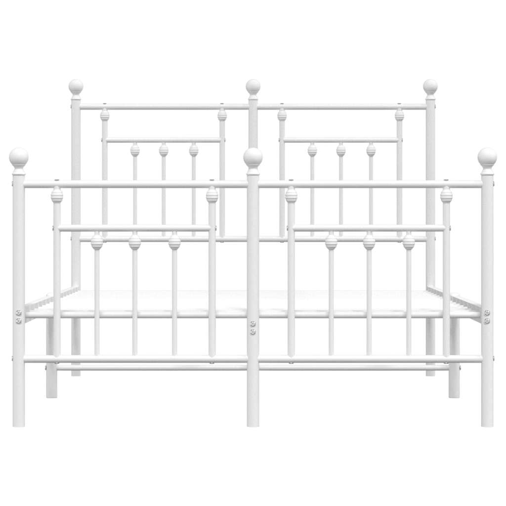 Metal Bed Frame without Mattress with Footboard White 120x190cm