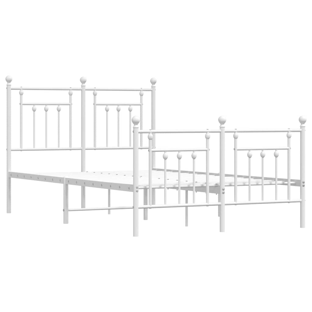 Metal Bed Frame without Mattress with Footboard White 120x200cm