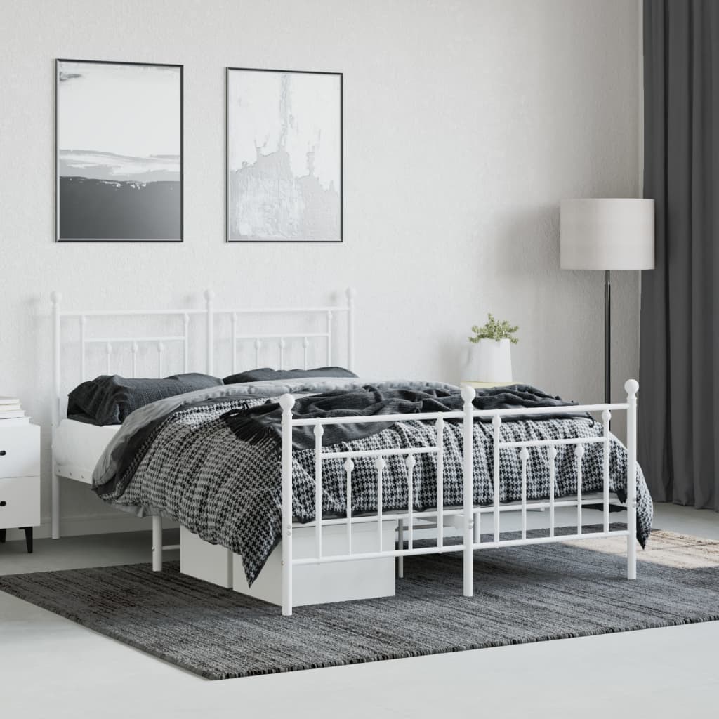 Bed Frame | White | Steel | Double | Bed Frame | Rectangular