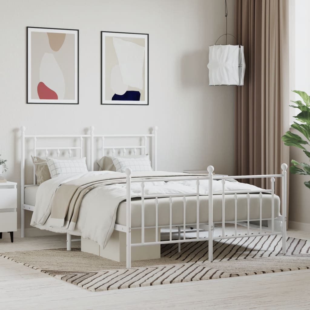 Bed Frame | White | Steel | Double | Bed Frame | Rectangular