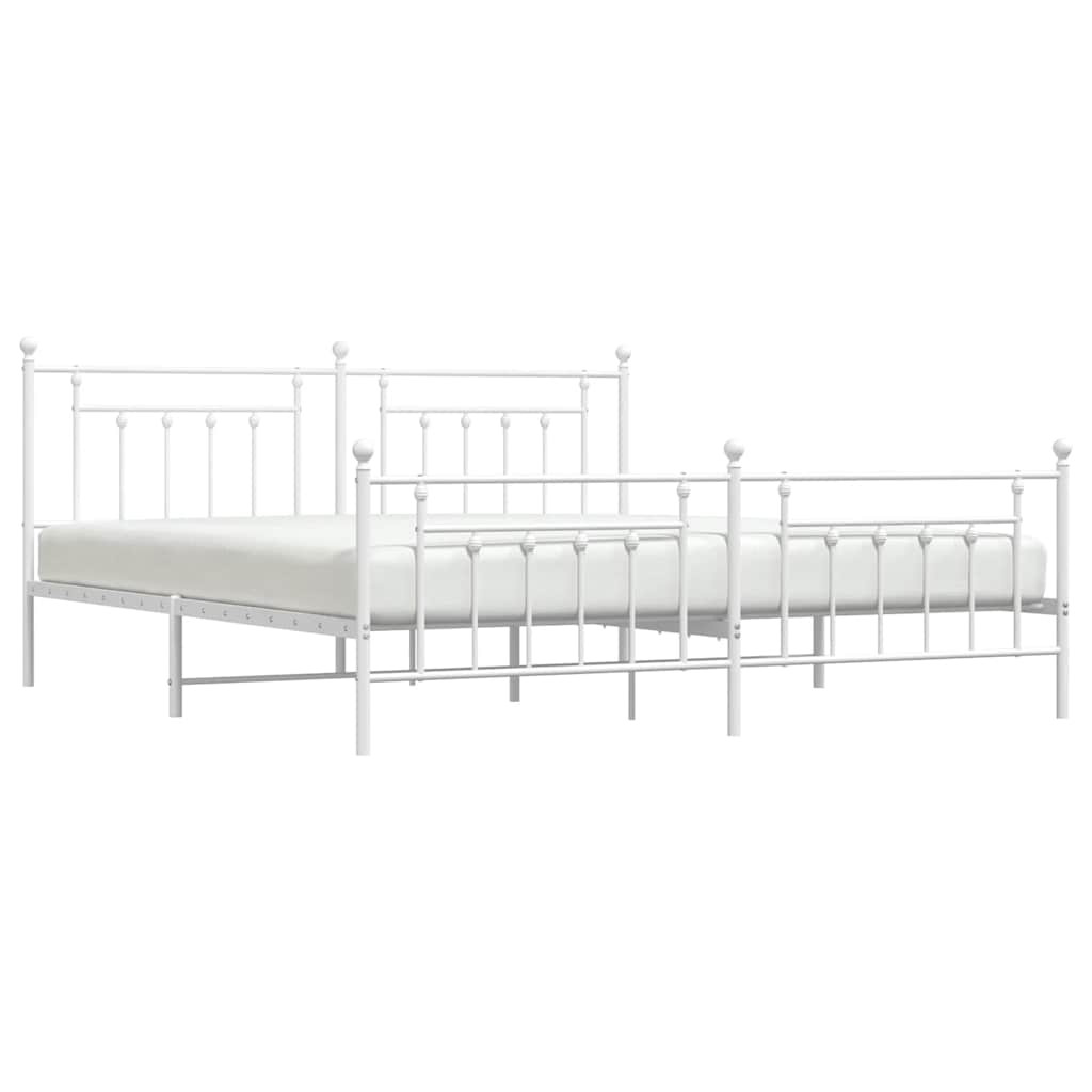 Bed Frame | White | Powder-Coated Steel | 193 x 203 cm | Industrial