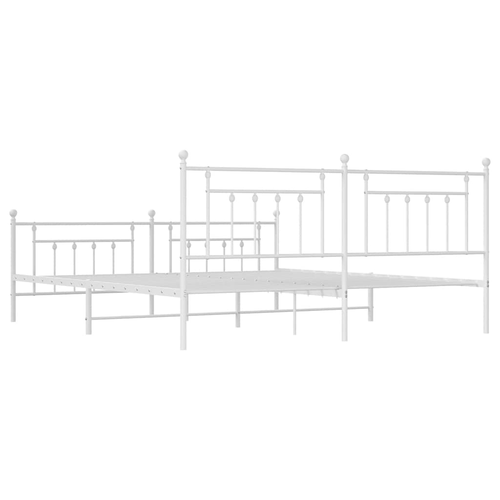 Bed Frame | White | Powder-Coated Steel | 193 x 203 cm | Industrial