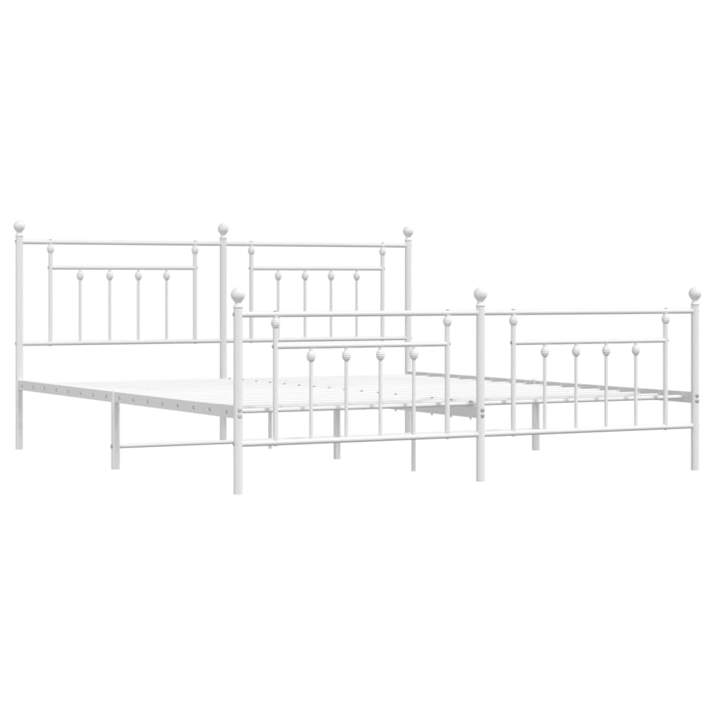 vidaXL Metal Bed Frame without Mattress with Footboard White 200x200cm