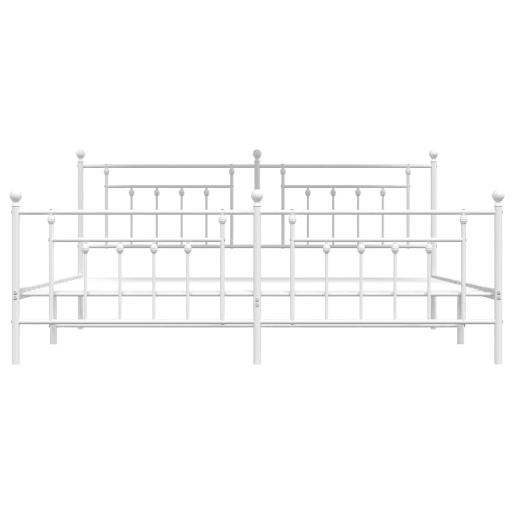 vidaXL Metal Bed Frame without Mattress with Footboard White 200x200cm