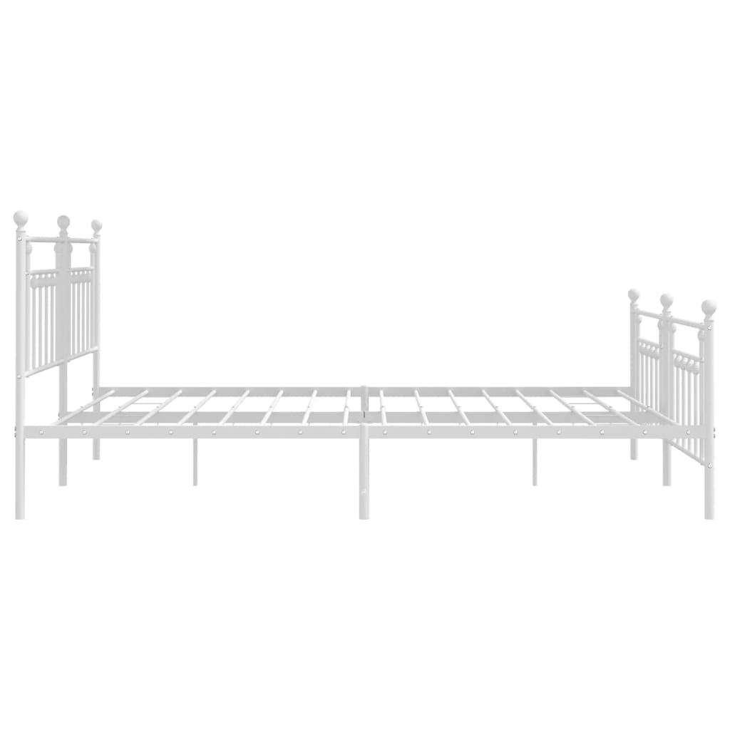 vidaXL Metal Bed Frame without Mattress with Footboard White 200x200cm