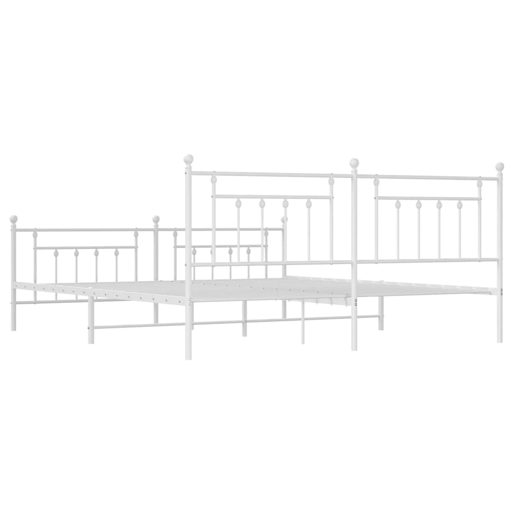 vidaXL Metal Bed Frame without Mattress with Footboard White 200x200cm