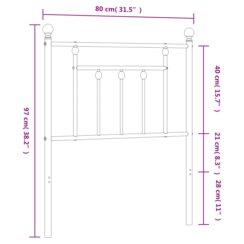 Metal Replace Headboard White 75 cm