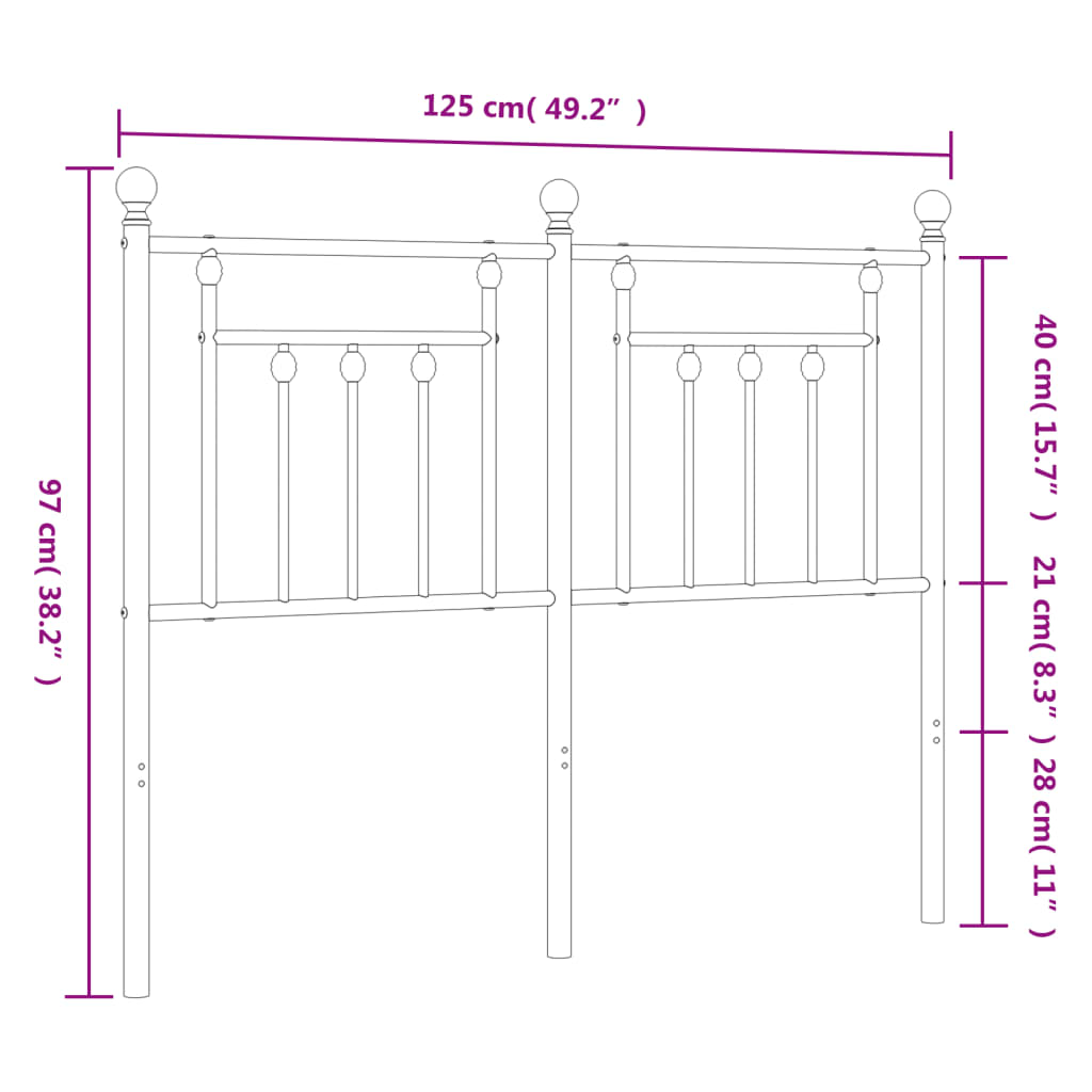 Metal Headboard White 120 cm