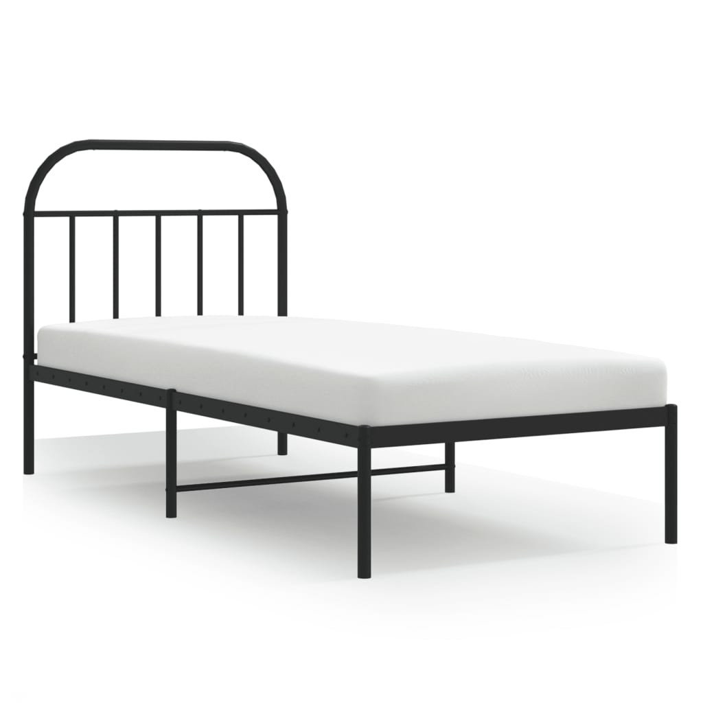 vidaXL Metal Bed Frame without Mattress with Headboard Black 80x200cm