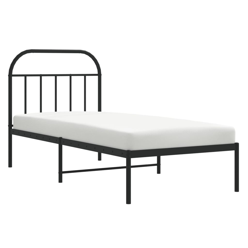 vidaXL Metal Bed Frame without Mattress with Headboard Black 80x200cm