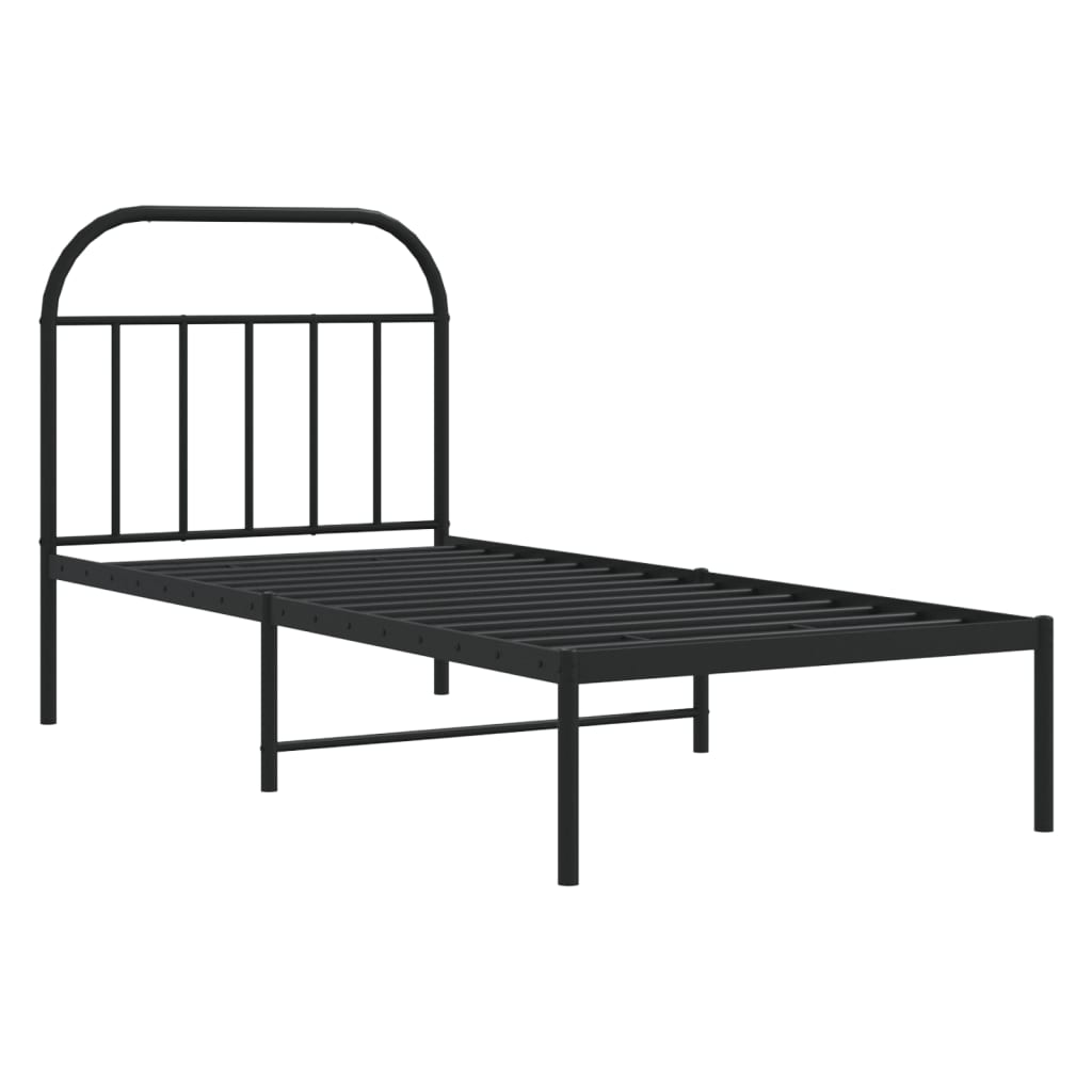 vidaXL Metal Bed Frame without Mattress with Headboard Black 80x200cm