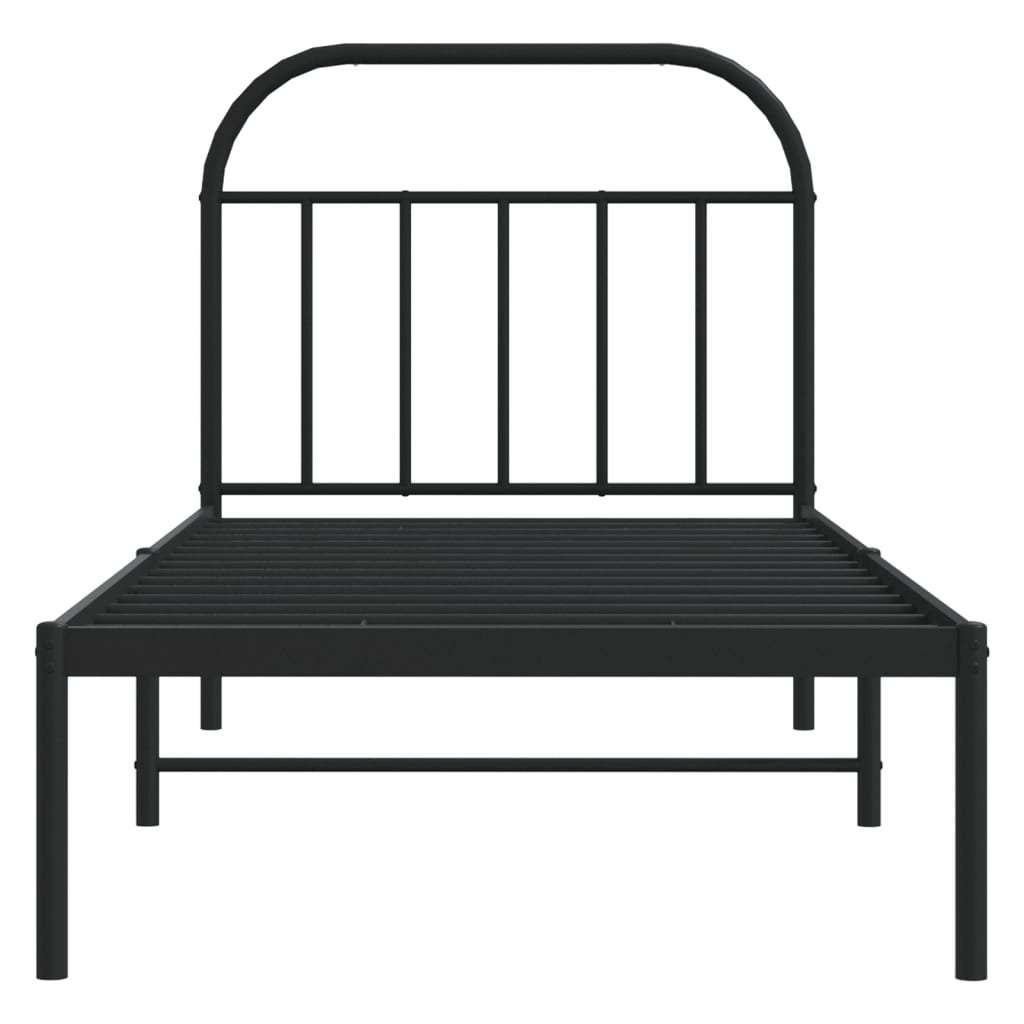 vidaXL Metal Bed Frame without Mattress with Headboard Black 80x200cm