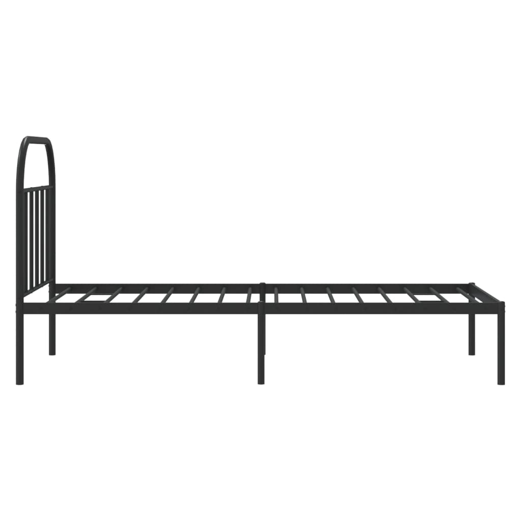 vidaXL Metal Bed Frame without Mattress with Headboard Black 80x200cm