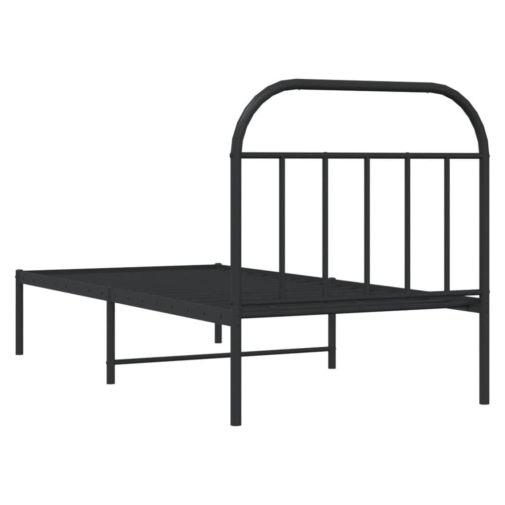 vidaXL Metal Bed Frame without Mattress with Headboard Black 80x200cm