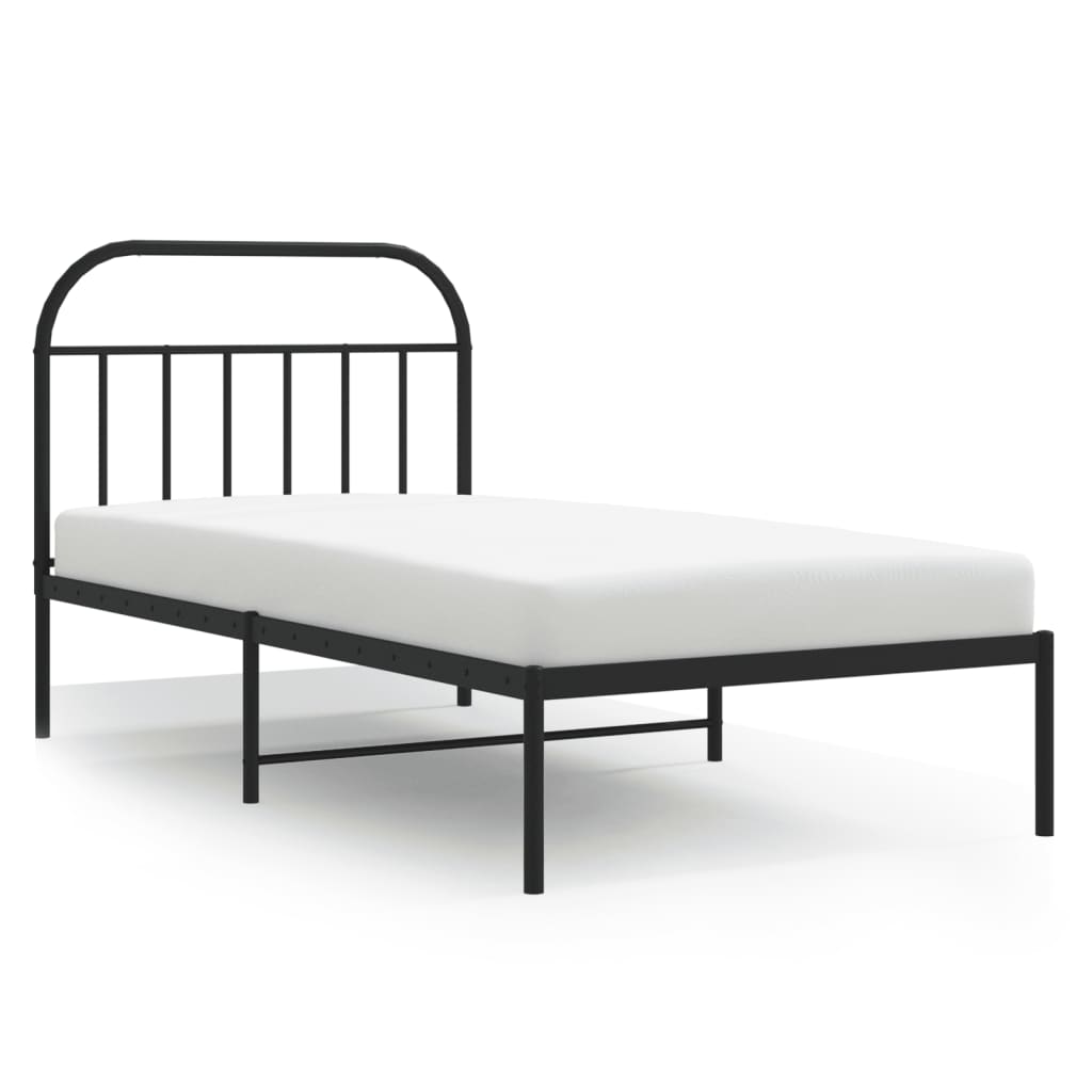 vidaXL Metal Bed Frame without Mattress with Headboard Black 100x200cm