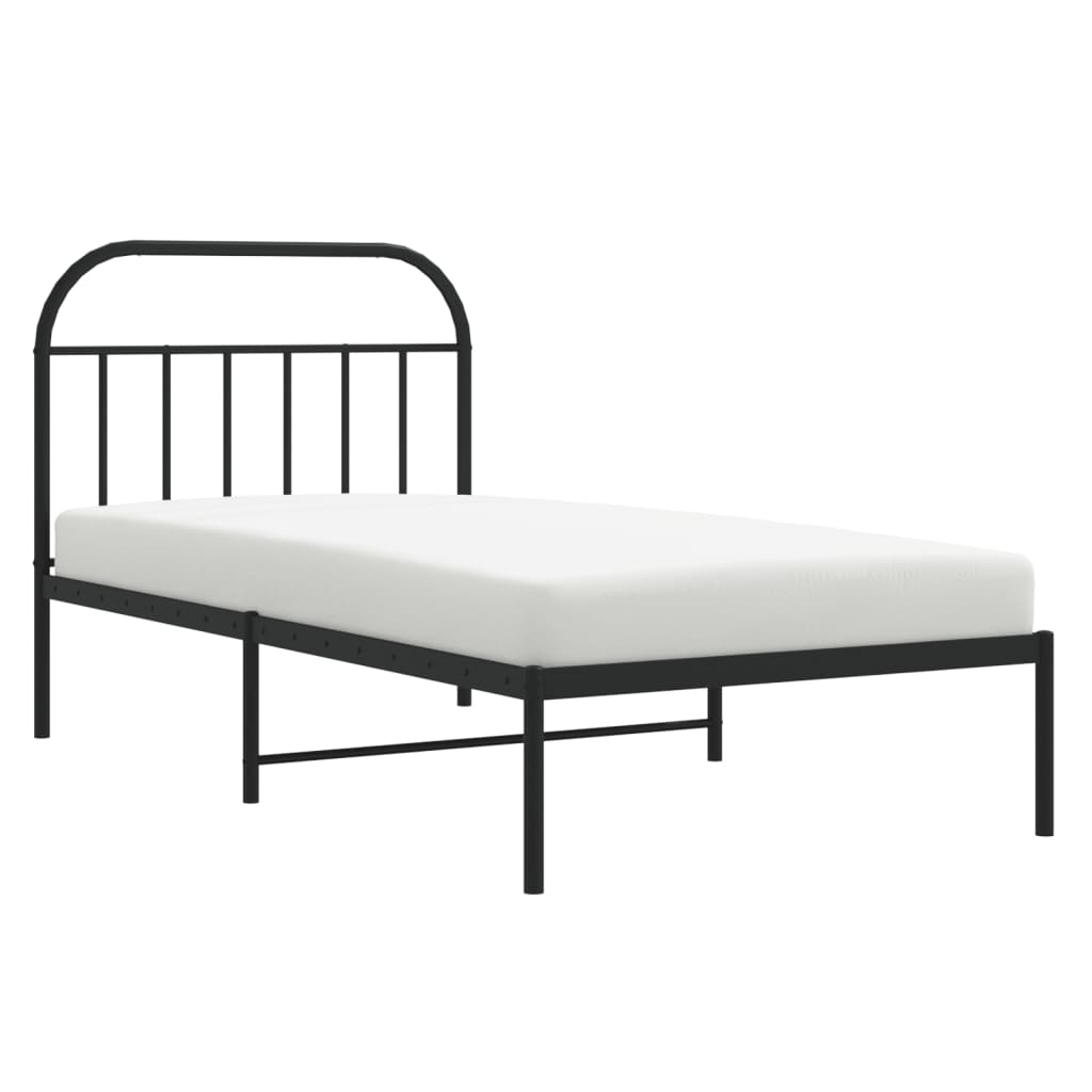 vidaXL Metal Bed Frame without Mattress with Headboard Black 100x200cm