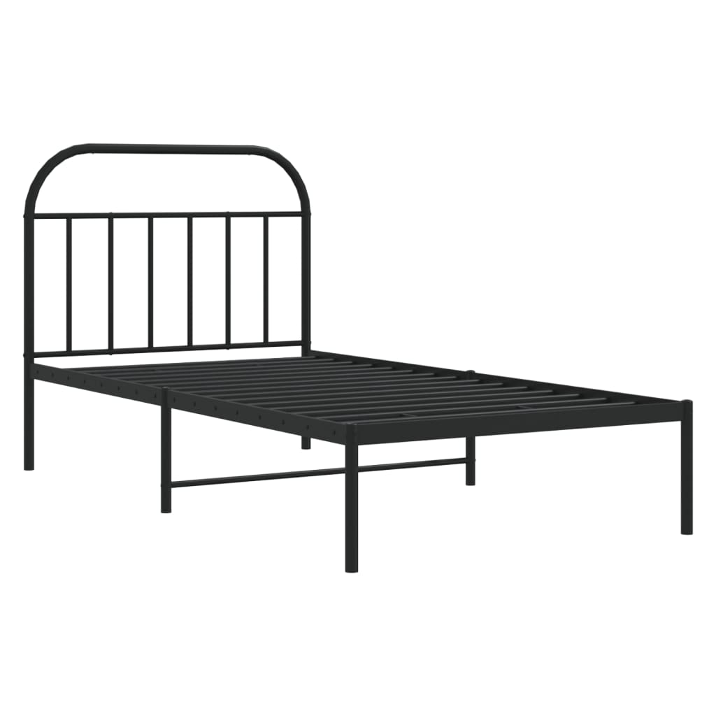 vidaXL Metal Bed Frame without Mattress with Headboard Black 100x200cm