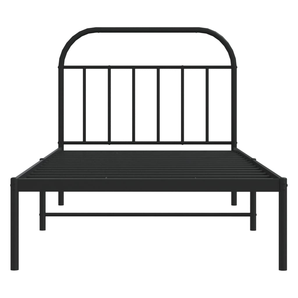 vidaXL Metal Bed Frame without Mattress with Headboard Black 100x200cm