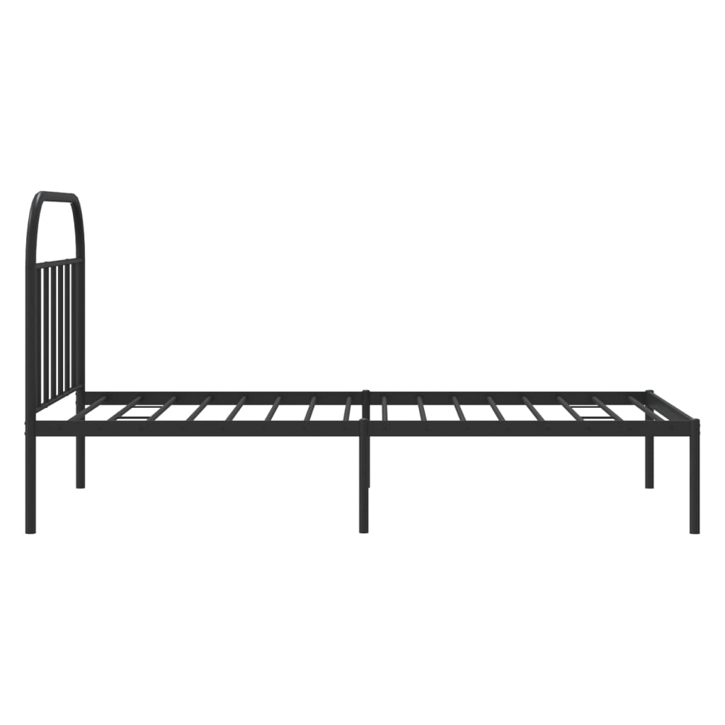 vidaXL Metal Bed Frame without Mattress with Headboard Black 100x200cm