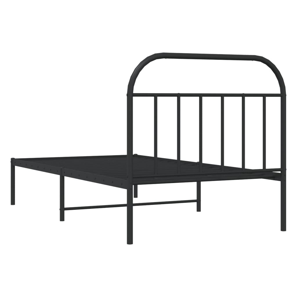 vidaXL Metal Bed Frame without Mattress with Headboard Black 100x200cm