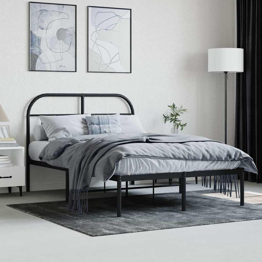 Bed Frame | Black | Powder-Coated Steel | 120 x 200 cm | Durable