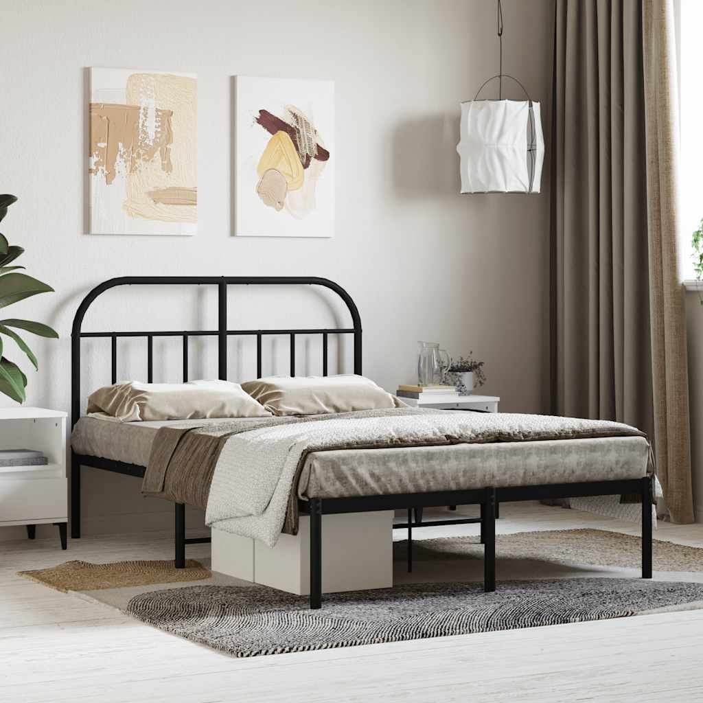 Bed Frame | Black | Powder-Coated Steel | 120 x 200 cm | Durable