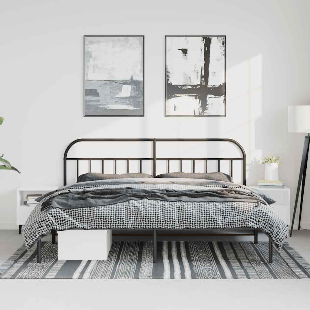 Bed Frame | Black | Powder-Coated Steel | Double | Bed Frame