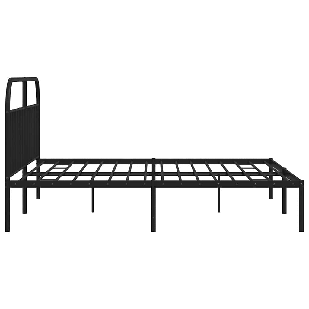 Metal Bed Frame without Mattress with Headboard Black 200x200cm