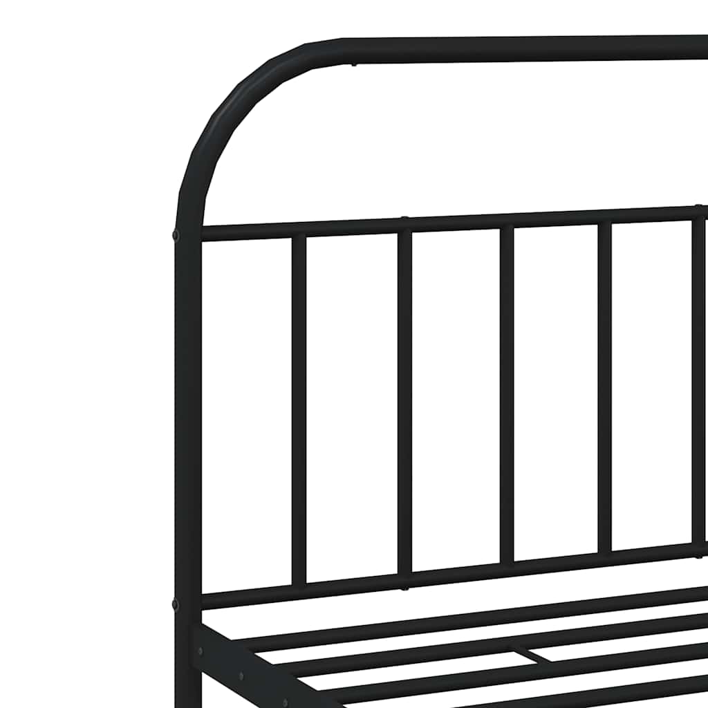 Metal Bed Frame without Mattress with Headboard Black 200x200cm