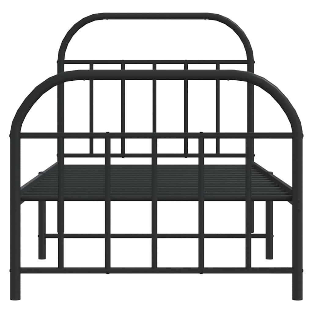 Metal Bed Frame without Mattress with Footboard Black 90x190cm