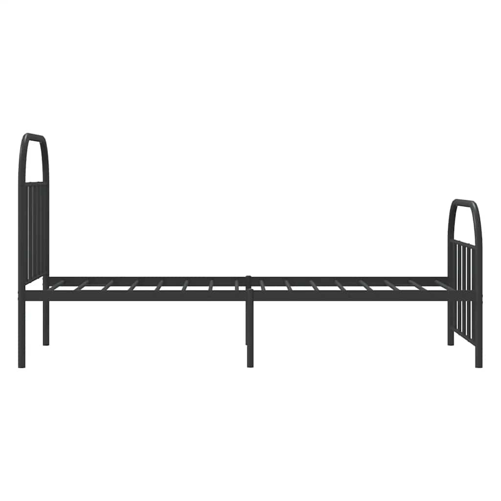 Metal Bed Frame without Mattress with Footboard Black 90x190cm