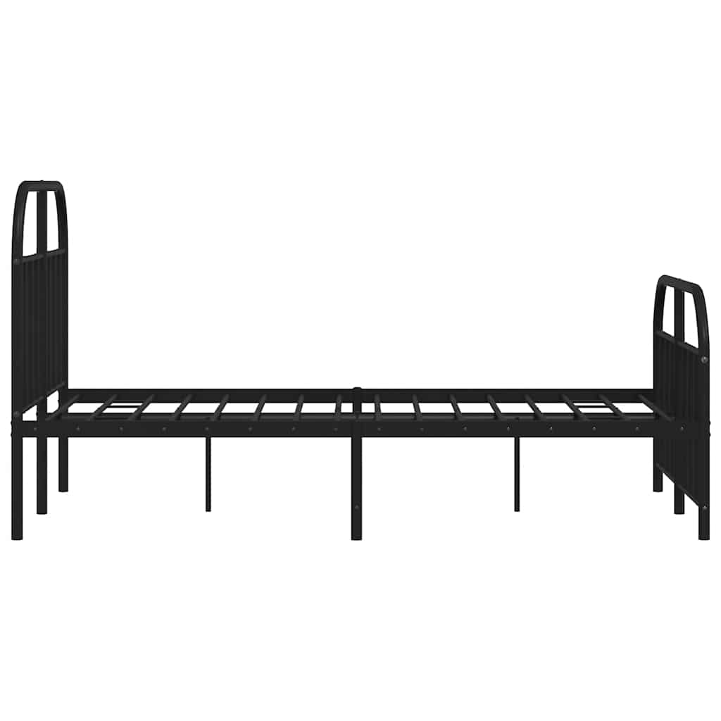 Metal Bed Frame without Mattress with Footboard Black 120x190cm
